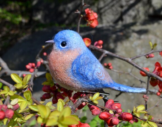 bird/'s doll- female figure of beautiful American bird Christmas Gift Xmas Tree Decor Felt bird- The eastern bluebird Sialia sialis