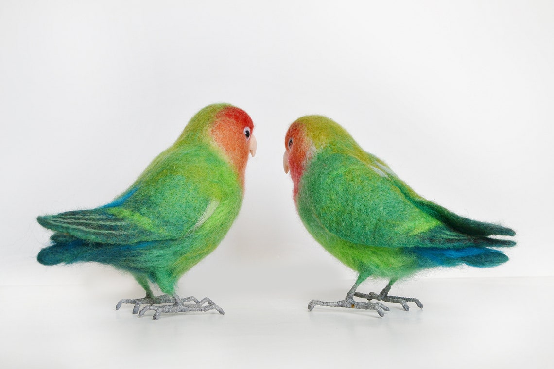Lovebirds Realistic felt toys for Happyness and Fun Etsy