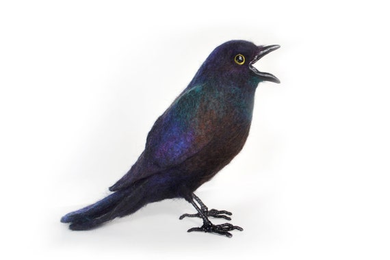 Common Grackle - 1/2 Felting Realistic Toy - Birds of the