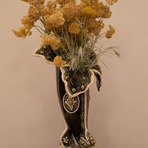 French Vintage Vase Barbotine from De Bruyen (early 20th century)