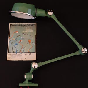 JIELDE LAK Lamp (2 arms) - Original Green Paint (French Vintage Industrial Loft- 70&#39;s)