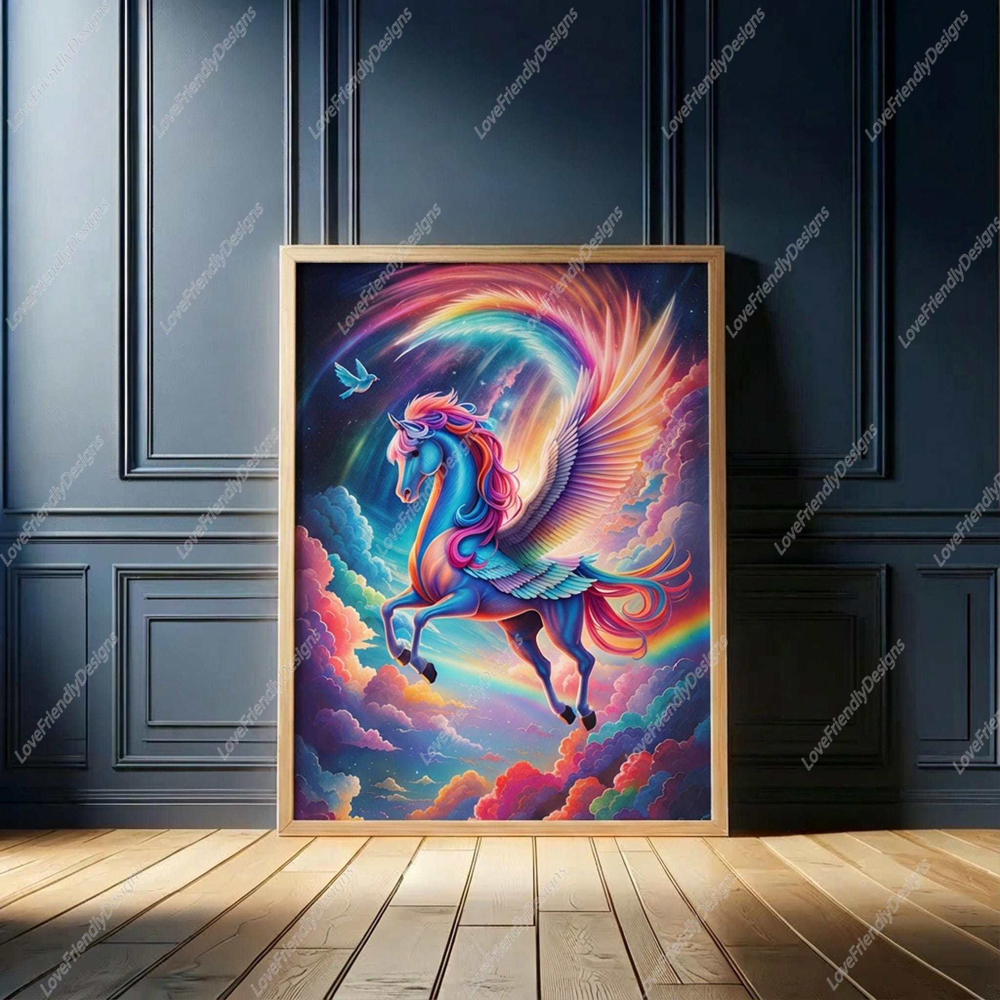 Pegasus Art Print: Rainbow Galaxy Horse - Fantasy Wall Decor - Etsy