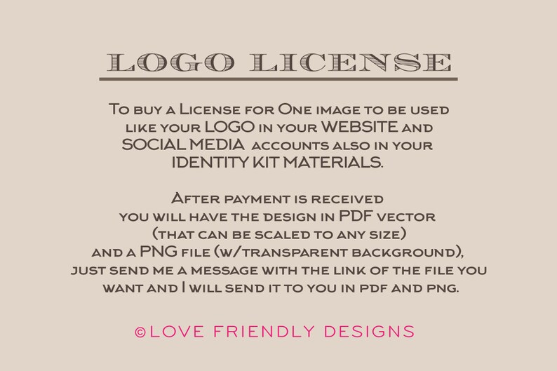 Logo License For An Image In Pdf Vector And Png W Transparent Etsy