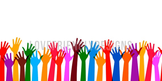 Clipart People Group Hands Together Concept For A Friendship Etsy