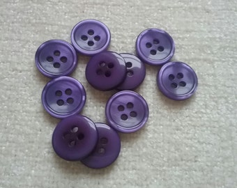 10 x Dark purple mauve buttons 4-hole 14mm button #04B