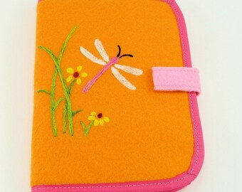 Passport Cover - Dragonfly and Flowers - rfid protection, passport wallet, passport protector, passport protection