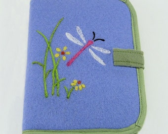 Passport Cover - Dragonfly and Flowers - rfid protection, passport wallet, passport protector, passport protection