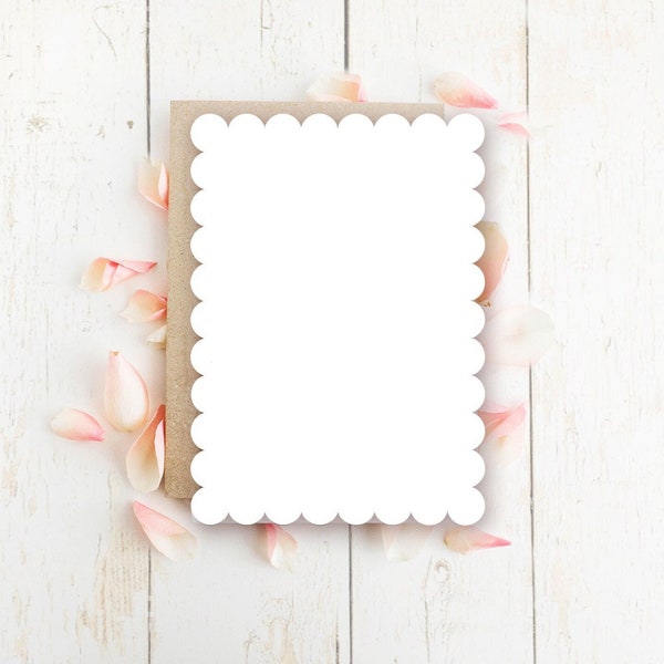 Scalloped Edge Cardstock, 5x7, 110# Matte White Cardstock, Bright White, Blank, DIY Print, Crafts, Invitations, Paper, Scallop