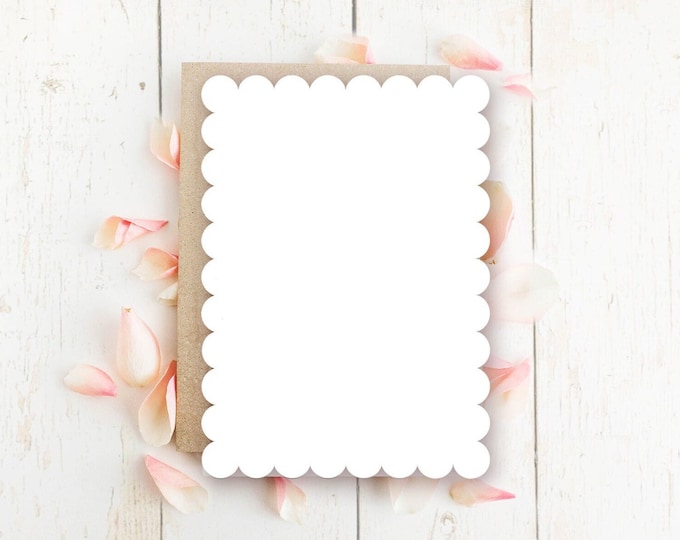 50 X Scalloped Cardstock Cards, DIY Wedding Paper, Romantic Vintage