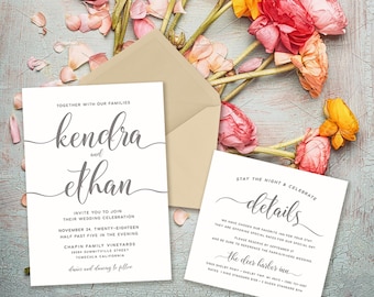 Script Wedding Invitations, Calligraphy Wedding Invitations
