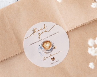 Stickers bébé prépare son café • Étiquettes de cadeau Cafe Latte • Stickers de remerciement pour mariage • Décoration de bar à café • Étiquettes de cadeau personnalisées pour l'événement