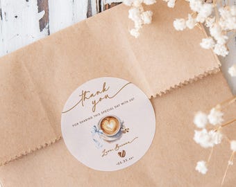 Baby is Brewing Coffee Stickers • Cafe Latte Favor Tags • Wedding Thank You Stickers • Coffee Bar Decor • Personalized Event Favor Tags