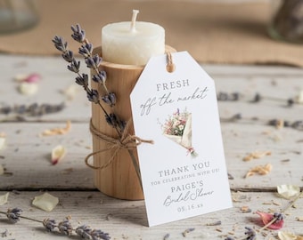 Étiquette cadeau de remerciement fraîchement sortie du marché • Faveur de douche nuptiale • Bouquet de fleurs • Shower nuptiale • Brunch • Thé • NUMÉRIQUE ou IMPRIMÉ