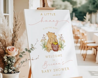 Winnie the Pooh Baby Shower Welcome Sign • Girl • Blush Pink • Classic Vintage • Minimalist • PRINTED or DIGITAL