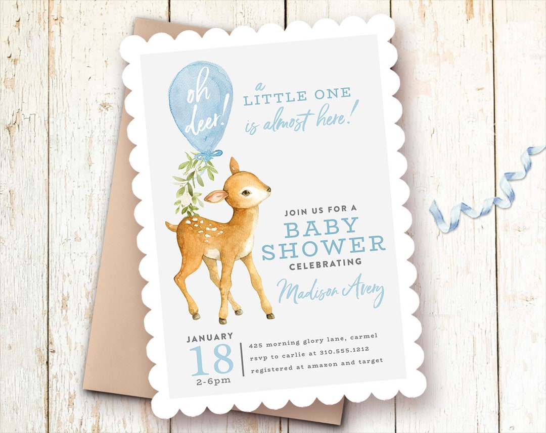Deer Baby Shower Invitations Boy, Oh Deer!, Baby Boy Shower Invitations ...