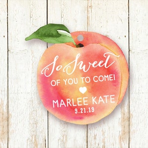 Peach Fruit Favor Tags, Sweet as a Peach, Georgia Peach, Peach Party, Peach Baby Shower, Peach Birthday, You're a Peach