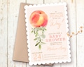 Peach Baby Shower Invitations, Little Peach is On the Way, Peach Greenery Baby Shower Invitations, Peach Theme Baby Shower, Sweet as a Peach