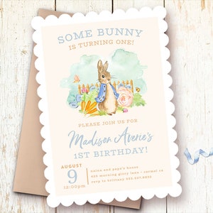 Simon The Rabbit Invitation Peter Rabbit Birthday Invitations Boy, Blue, Green, Beatrix Potter ...