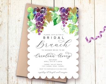 Wine Theme Bridal Shower Invitations, Winery Bridal Brunch Invitations, Wine Invites, Bridal Shower, Wine Tasting Invite, Dinner, Printable