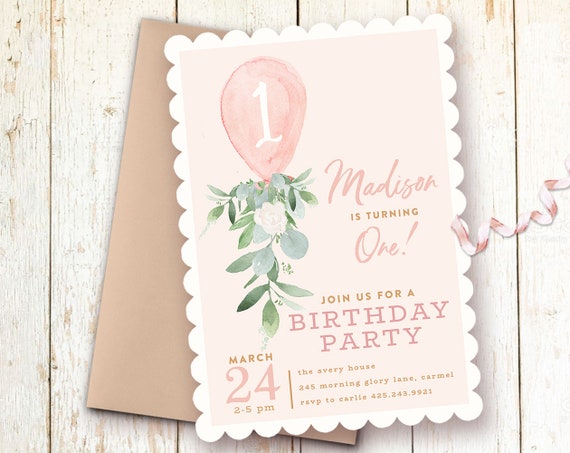 girl birthday invitation 1st birthday invitations girl one etsy first birthday invitations girl