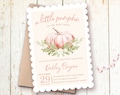 Pink Pumpkin Girl Baby Shower Invitations, Little Pumpkin is On the Way, Fall Pumpkin Baby Shower Girl, Autumn Baby Shower Invitations Girl
