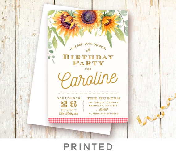 Sunflower Birthday Invitations, Picnic Invitations, Sunflower Invitations, Summer Picnic, Barbecue Invite, 40th, 50th, 60th, 70th, 80th