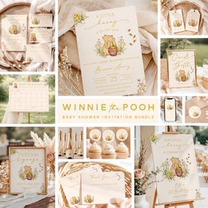 Winnie the Pooh Baby Shower Einladungen BUNDLE • Kleiner Hunny Pot (Digitaler Sofort Download)