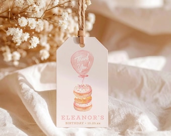 Étiquette de fête d'anniversaire donut • Deux étiquettes de cadeau d'anniversaire douces • IMPRIMÉ ou NUMÉRIQUE