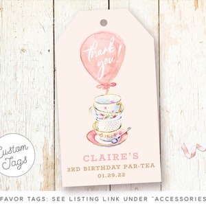 Tea for Three Birthday Invitations, Teacups Invitation, Birthday Tea Party, Blush, Pink, Three Year Birthday Invitations, Let's Partea image 4