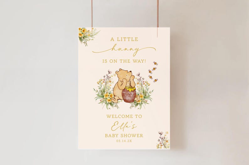 Winnie the Pooh Baby Shower Welcome Sign • Little Hunny Theme • Brunch • Sprinkle (Printed or Digital) image 3