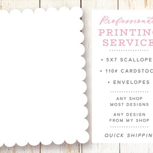 Printed Invitations, Scalloped Edge Paper, 5x7, 110# Matte White ...