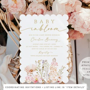 Wildflower Baby Shower Welcome Sign, Baby in Bloom, A Little Wildflower on the Way, Brunch, Elegant, Chic, Garden Inspired, PRINTED DIGITAL zdjęcie 6
