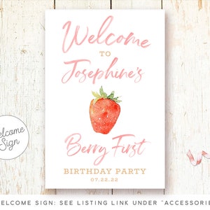 Strawberry Birthday Invitations, 1st Birthday Invitations Girl, One Year Girl Invitations, Berry Sweet Birthday, Berry First Invite image 6