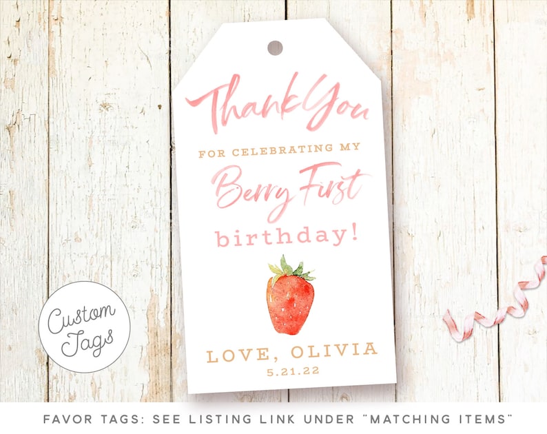 Strawberry Birthday Invitations, 1st Birthday Invitations Girl, One Year Girl Invitations, Berry Sweet Birthday, Berry First Invite image 4