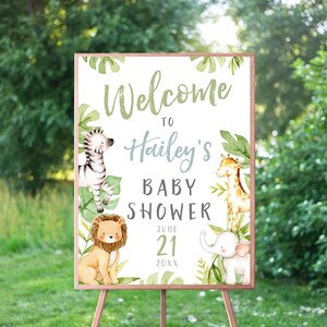 Safari Baby Shower Invitations, Wild One, Jungle Baby Shower Invites, Elephant, Lion, Zebra, Giraffe, Whimsical, Printed, Printable, Animal image 5