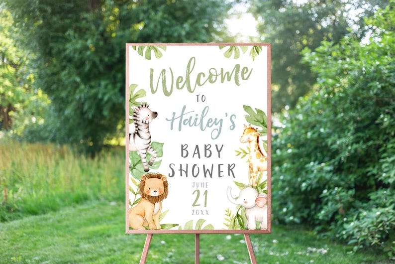 Safari Baby Shower Invitations, Wild One, Jungle Baby Shower Invites, Elephant, Lion, Zebra, Giraffe, Whimsical, Printed, Printable, Animal image 5