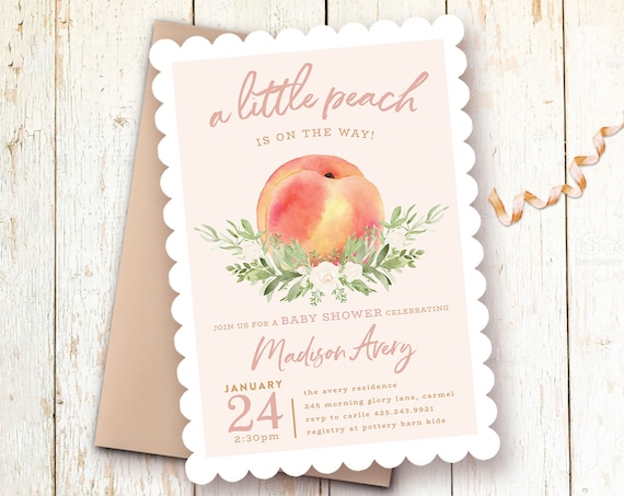 peach baby shower invitations