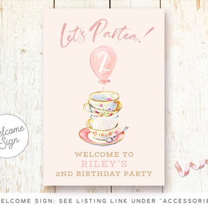 Tea for Three Birthday Invitations, Teacups Invitation, Birthday Tea Party, Blush, Pink, Three Year Birthday Invitations, Let's Partea image 5