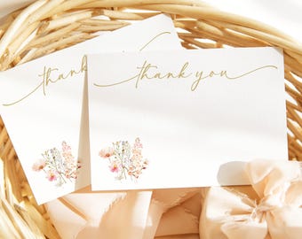 WIldflower Thank You Card • in Bloom • Bridal Shower • Baby • Brunch •  3.5x5 Flat Card & Envelope (Printed or Digital)