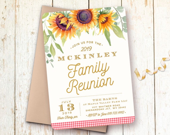 family reunion invitations picnic invitations sunflower etsy