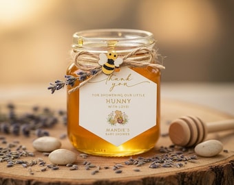 Étiquettes-cadeau Winnie l'ourson en forme de nid d'abeille • Merci Hunny Pot • Forme hexagonale • Vintage • IMPRIMÉ
