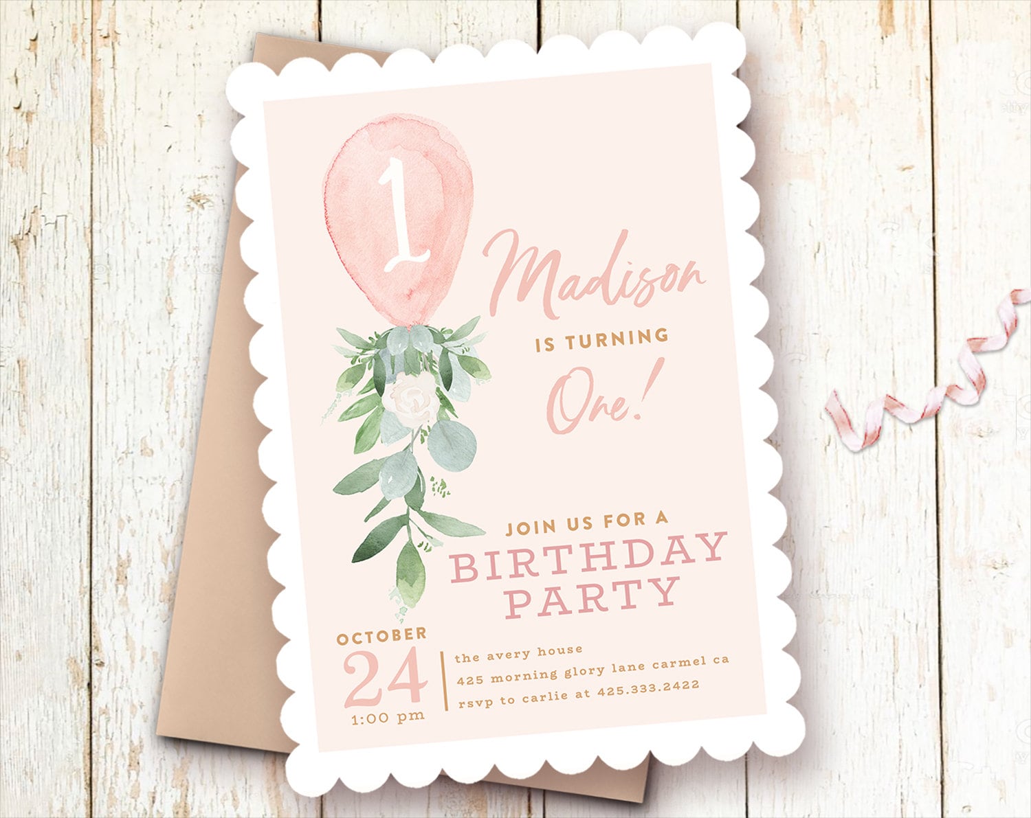 Girl Birthday Invitation 1st Birthday Invitations Girl One Etsy