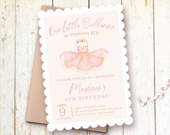 Ballerina Birthday Invitations, Ballet Invitations, Girl, Pink, Dance and Twirl, Ballet Party Invite, Ballerina Party