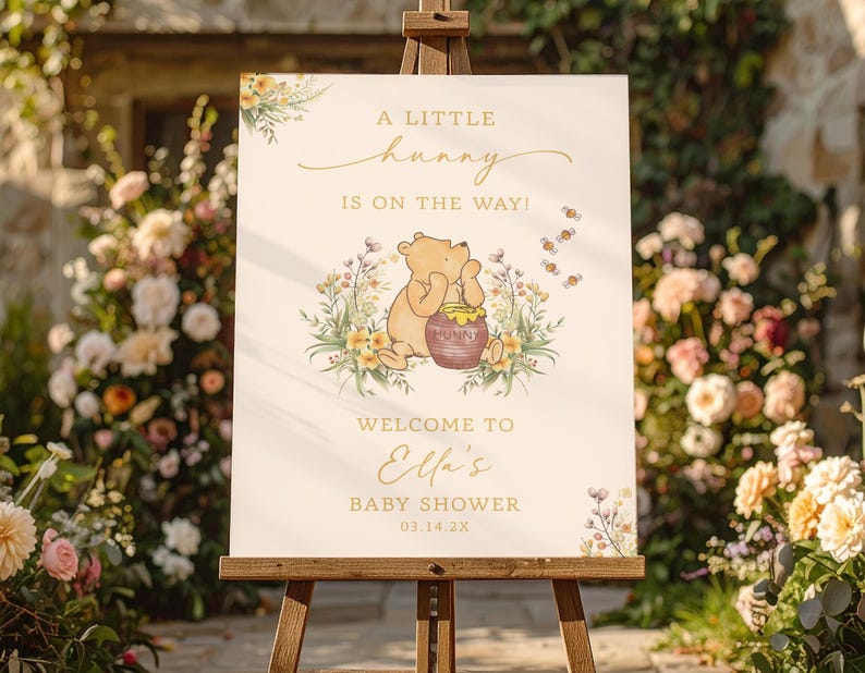 Winnie the Pooh Baby Shower Welcome Sign • Little Hunny Theme • Brunch • Sprinkle (Printed or Digital) image 4