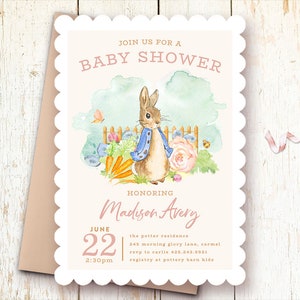 Peter Rabbit Baby Shower Invitations, Beatrix Potter Invitation, Rabbit Invitation, Printed Invitations, Invites, Template, Vintage