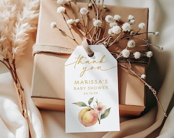Peach Baby Shower Favor Tags • Peach Theme Thank You Tag • Printable Baby Shower Tags • Editable Shower Favor Tag • Peach Blossom Baby Decor
