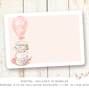 Tea for Three Birthday Invitations, Teacups Invitation, Birthday Tea Party, Blush, Pink, Three Year Birthday Invitations, Let's Partea image 3