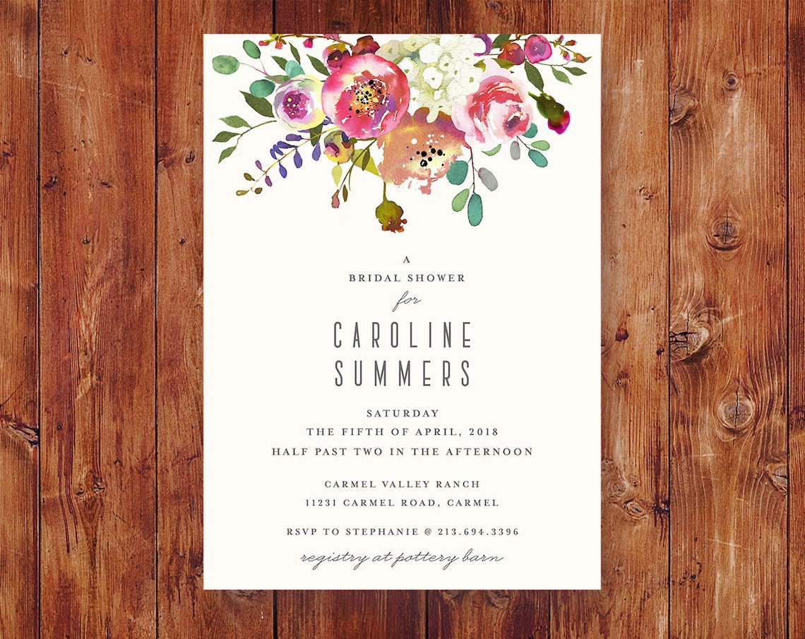 Jewel Tone Bridal Shower Invitations Floral Bridal Shower image 1