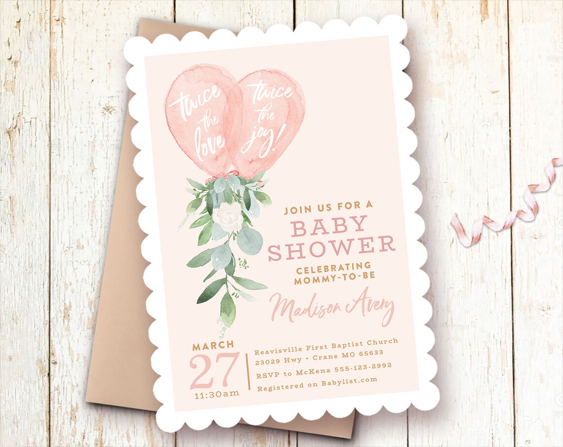 Baby Shower Invitations Twin Girls Baby Girls Shower Etsy