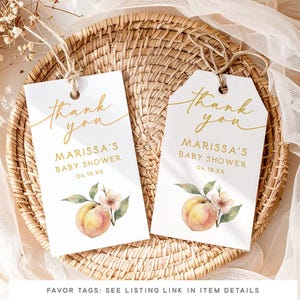 Peach Baby Shower Invitation • Watercolor • Vintage • Sweet as a Peach • Georgia Peach • PRINTED or DIGITAL image 7